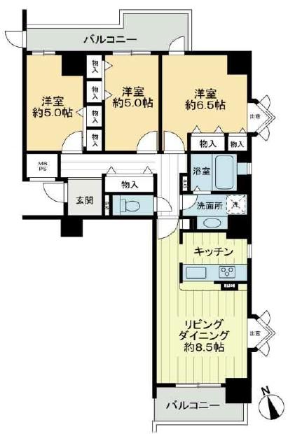 Floor plan. 3LDK, Price 28,900,000 yen, Occupied area 86.15 sq m , Balcony area 13.96 sq m