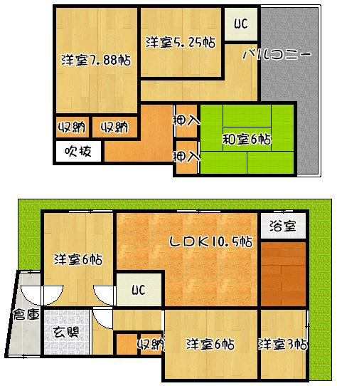 Floor plan. 19 million yen, 6LDK, Land area 109.31 sq m , Building area 127.97 sq m