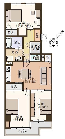 Floor plan. 3LDK, Price 18,800,000 yen, Occupied area 75.47 sq m , Balcony area 8.39 sq m floor plan