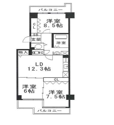 Floor plan. 3LDK, Price 21,800,000 yen, Occupied area 75.47 sq m , Balcony area 13.29 sq m family-type 3LDK!