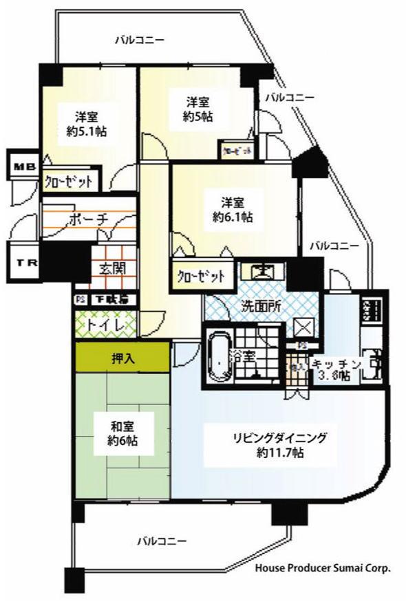 Floor plan. 4LDK, Price 31,800,000 yen, Occupied area 86.69 sq m , Balcony area 26.73 sq m floor plan