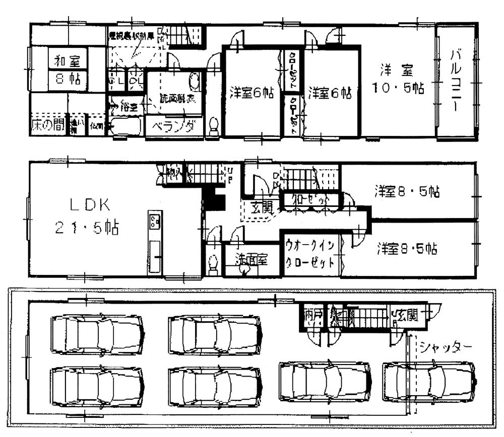 Floor plan. 48,800,000 yen, 6LDK, Land area 124.58 sq m , Building area 277.07 sq m