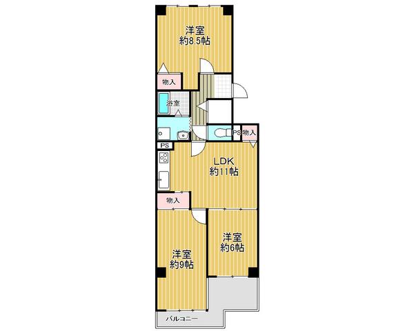 Floor plan. 3LDK, Price 18,800,000 yen, Occupied area 75.47 sq m , Balcony area 8.39 sq m