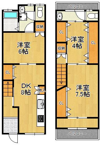 Floor plan. 16 million yen, 3DK, Land area 56.23 sq m , Building area 80.72 sq m storage space with plenty, DK is with floor heating