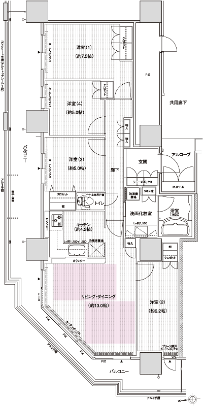 Floor: 4LDK, occupied area: 92.25 sq m, Price: 54.3 million yen