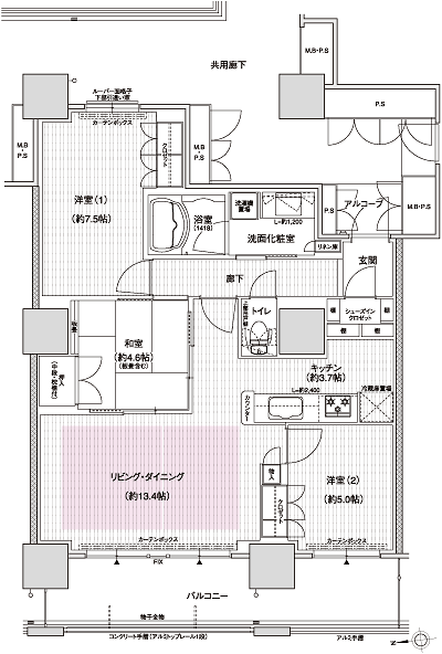Floor: 3LDK, occupied area: 78.32 sq m, Price: 44.4 million yen