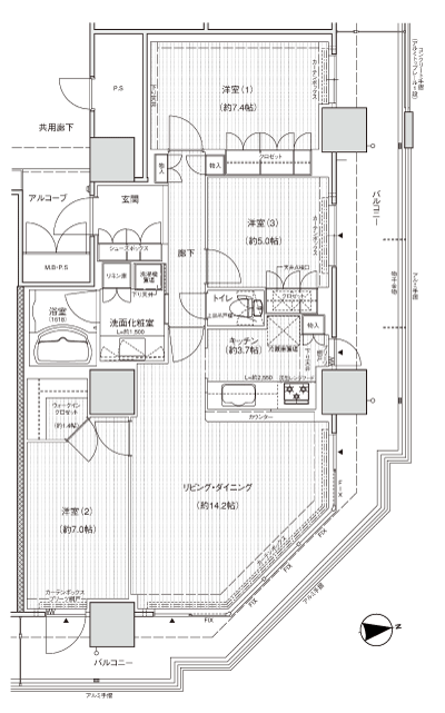 Floor: 3LDK + WIC, the occupied area: 84.71 sq m, Price: 52.3 million yen