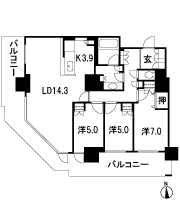 Floor: 3LDK, occupied area: 93.54 sq m, Price: 59.8 million yen