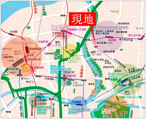 Local guide map. Map around Nakano-cho