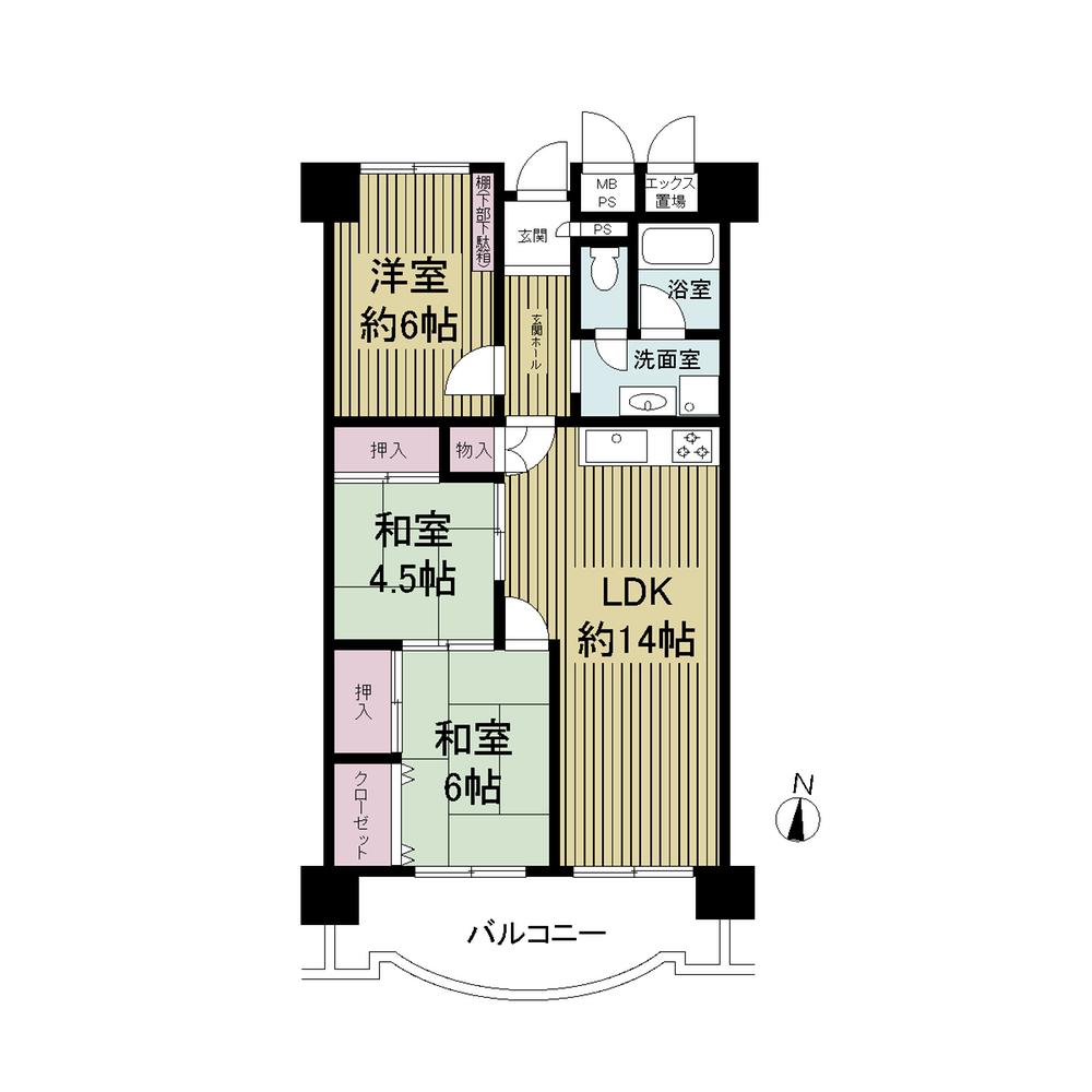 Floor plan. 3LDK, Price 16,950,000 yen, Occupied area 70.37 sq m , Balcony area 11.55 sq m