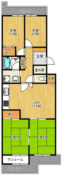 Floor plan. 4LDK, Price 16.8 million yen, Occupied area 79.67 sq m , Balcony area 13.74 sq m 2 sided balcony, Residence of 4LDK ☆