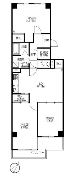 Floor plan. 3LDK, Price 18,800,000 yen, Occupied area 75.47 sq m , Balcony area 8.39 sq m
