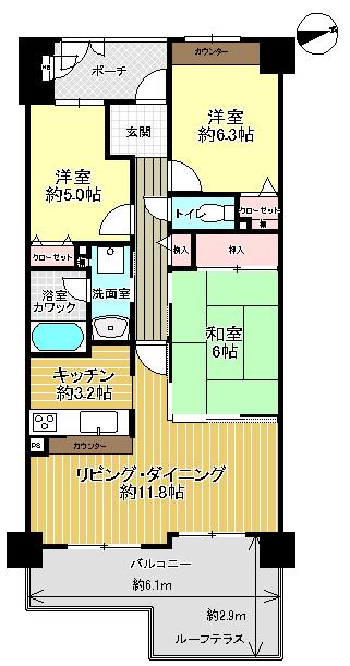 Floor plan. 3LDK, Price 18,800,000 yen, Occupied area 71.78 sq m , Balcony area 10.08 sq m