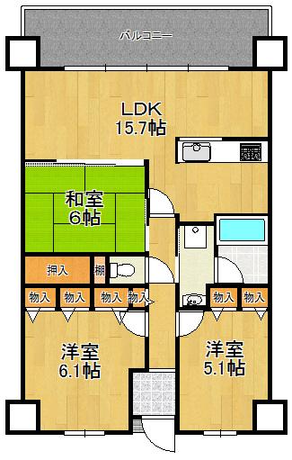 Floor plan. 3LDK, Price 16.5 million yen, Occupied area 70.72 sq m , Balcony area 12.24 sq m
