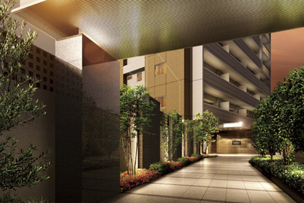 Features of the building.  [Entrance approach] Rendering