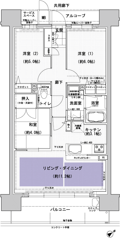 Floor: 3LDK, occupied area: 64.05 sq m, Price: TBD