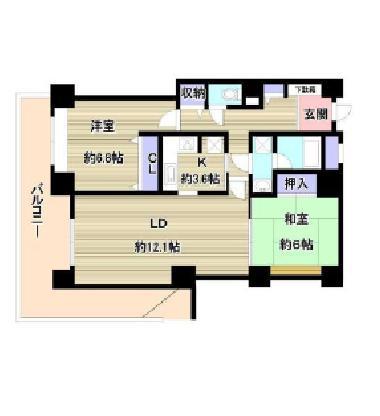 Floor plan. 2LDK, Price 23,300,000 yen, Occupied area 71.56 sq m , 2LDK of balcony area 19.09 sq m 2 sided balcony!