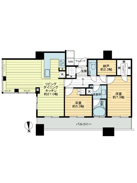 Floor plan. 2LDK + S (storeroom), Price 59,800,000 yen, Footprint 78.1 sq m , Balcony area 13.98 sq m