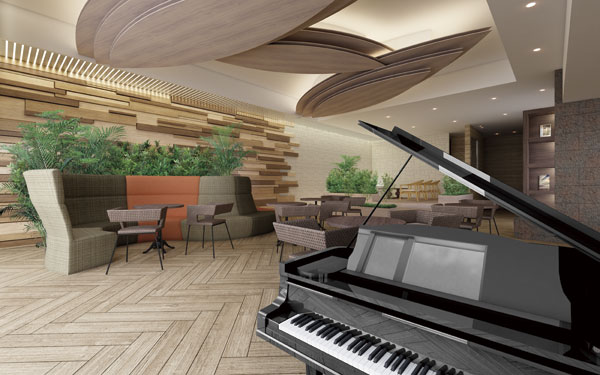 Shared facilities.  [Healing lounge] The shared facilities, Forget the urban hustle and bustle, Healing lounge to relax comfortably you have are available. Woody space, Listen to examine of the automatic playing piano, Is a healing space spend the rest of moments (Rendering)