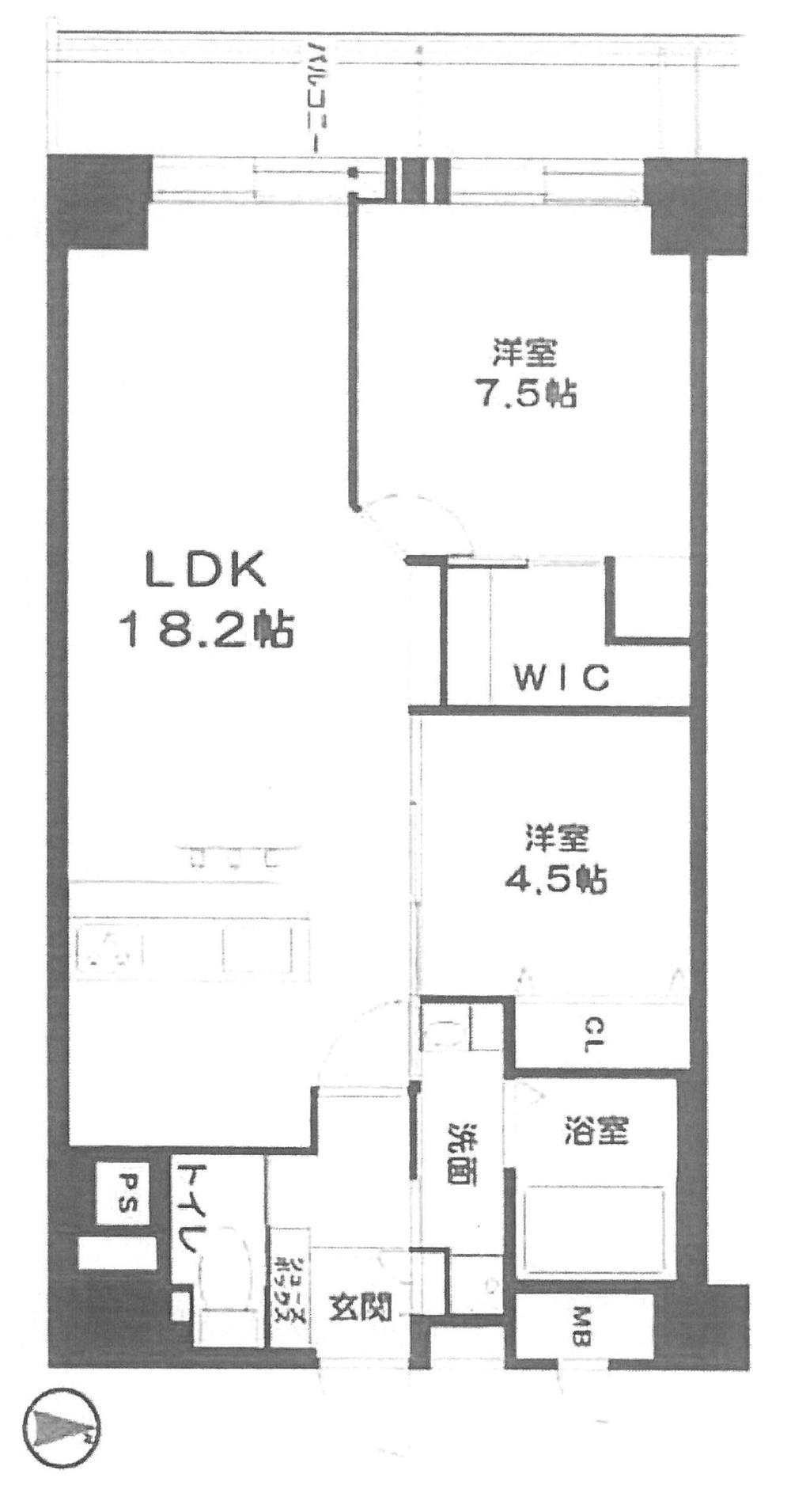 Floor plan. 2LDK, Price 17.8 million yen, Footprint 66 sq m , Balcony area 6.27 sq m study, PC dressing room, Size up bus Lumpur - No, Add cooked, Dishwasher in the kitchen ・ water filter ・ Glass top stove ・ Bidet, Shampoo dresser ・ Flooring This is an 8-floor.