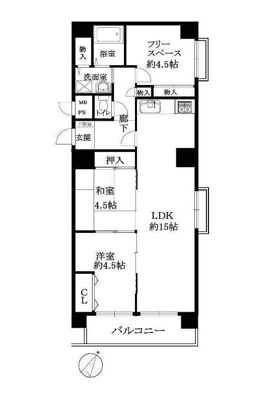 Floor plan. 2LDK + S (storeroom), Price 18,800,000 yen, Occupied area 69.55 sq m , Balcony area 8.64 sq m