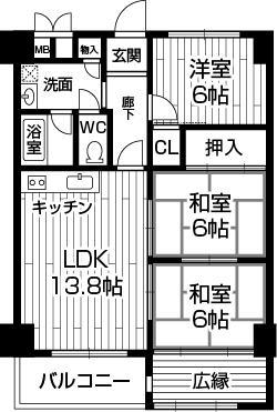 Floor plan. 3LDK, Price 18,800,000 yen, Footprint 75.6 sq m , Balcony area 4.63 sq m