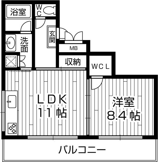 Floor plan. 1LDK, Price 23.8 million yen, Occupied area 51.11 sq m , Balcony area 11.2 sq m