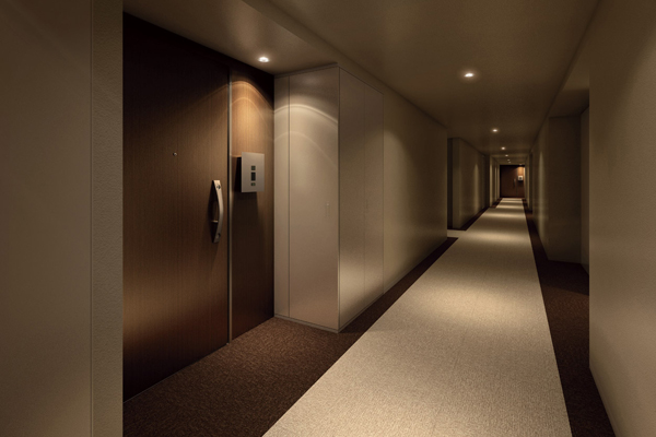 Features of the building.  [Inner hallway] Corridor within which the air conditioner is deployed. With privacy resistance than in the open corridor is enhanced, Will produce a sense of quality (Rendering)
