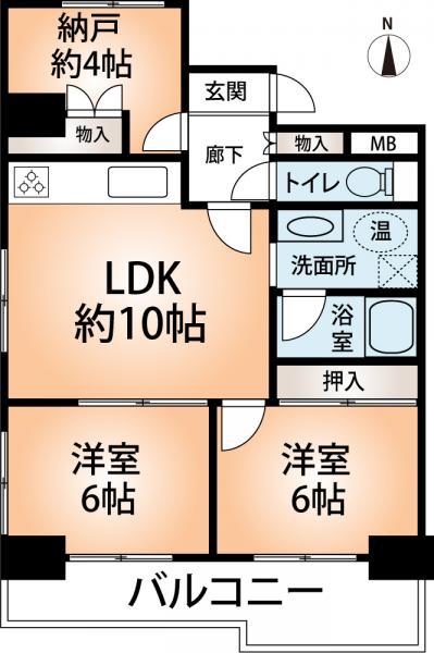Floor plan. 2LDK+S, Price 17.8 million yen, Occupied area 60.06 sq m , Balcony area 6.77 sq m south-facing balcony is attractive.