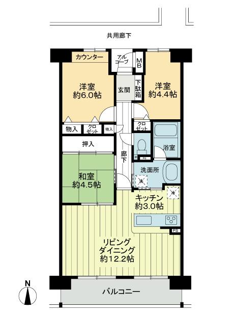 Floor plan. 3LDK, Price 37,800,000 yen, Footprint 67.5 sq m , Balcony area 9 sq m