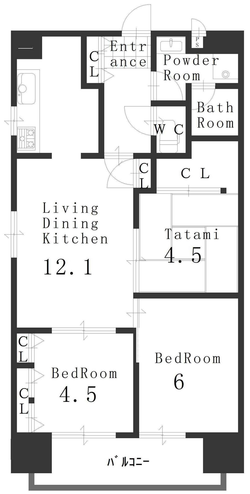 Floor plan. 3LDK, Price 15.8 million yen, Occupied area 60.18 sq m , Balcony area 7.41 sq m