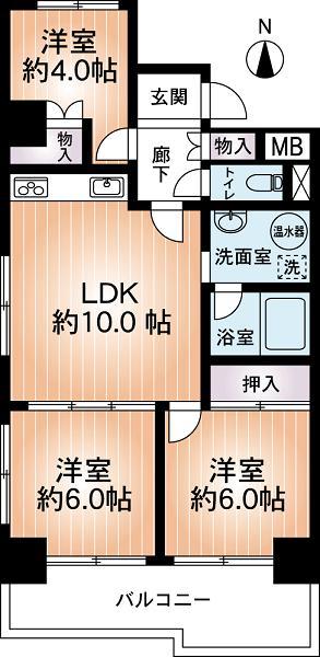 Floor plan. 2LDK, Price 17.8 million yen, Occupied area 60.06 sq m , Balcony area 6.77 sq m