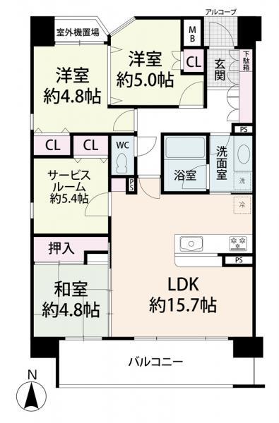 Floor plan. 3LDK+S, Price 35,800,000 yen, Occupied area 80.14 sq m , Balcony area 10.74 sq m