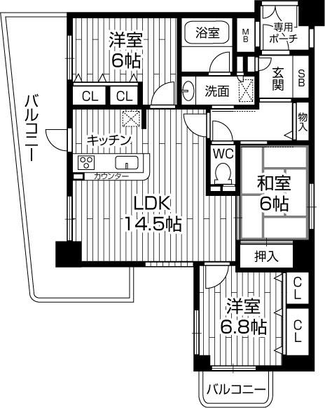Floor plan. 3LDK, Price 27,800,000 yen, Footprint 75.1 sq m , Balcony area 22.45 sq m indoor carefully your.