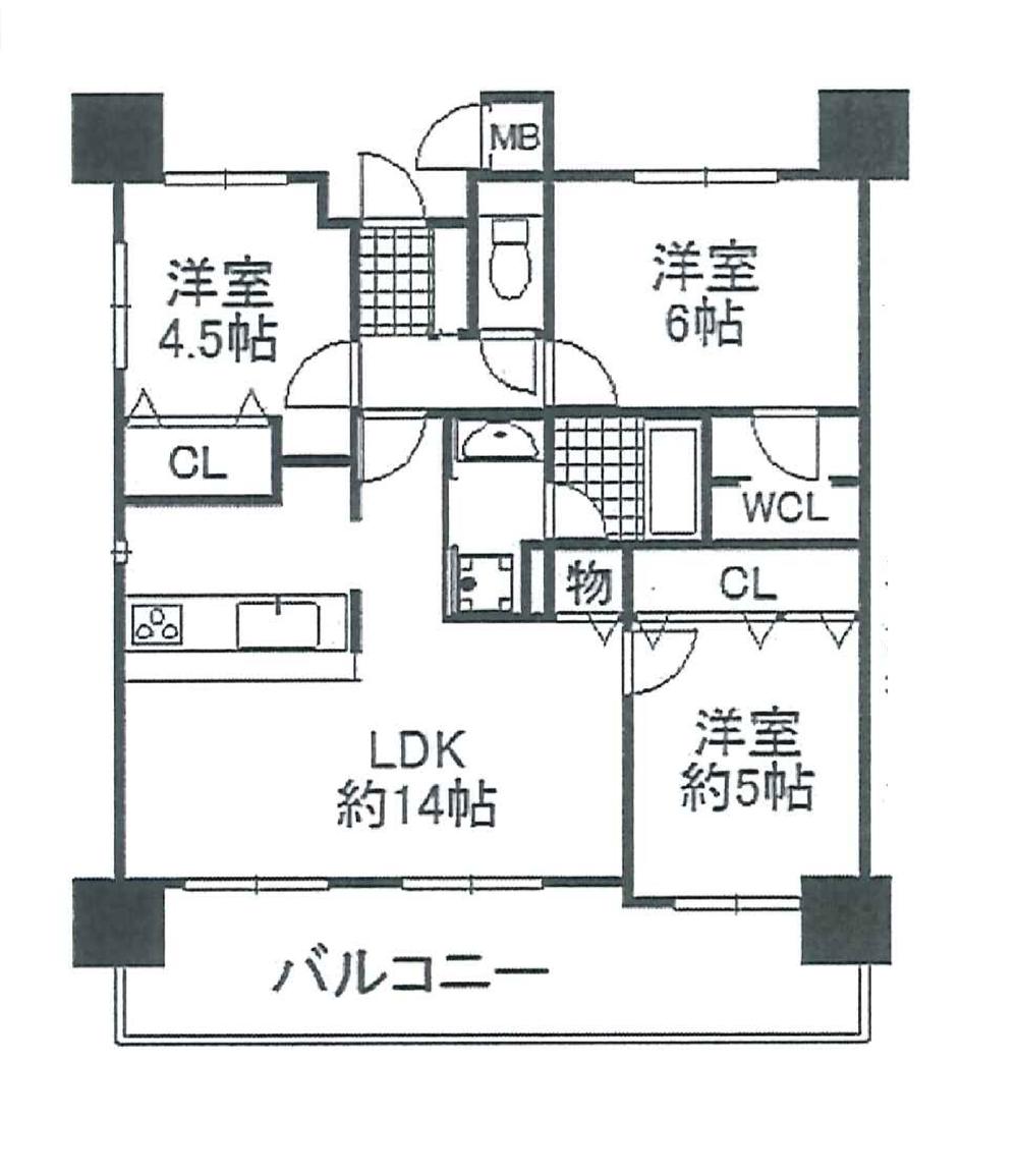 Floor plan. 3LDK, Price 23.5 million yen, Occupied area 64.35 sq m , Balcony area 14.74 sq m family type of spacious 3LDK!