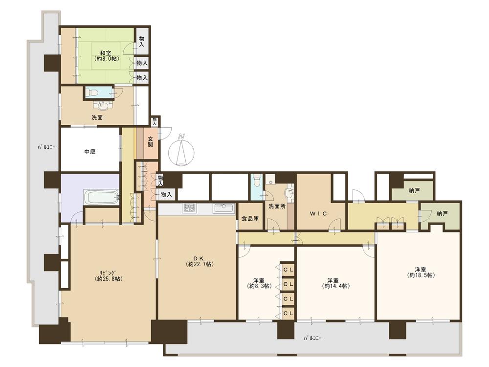 Floor plan. 4LDK, Price 230 million yen, Footprint 274.45 sq m , Balcony area 65.77 sq m