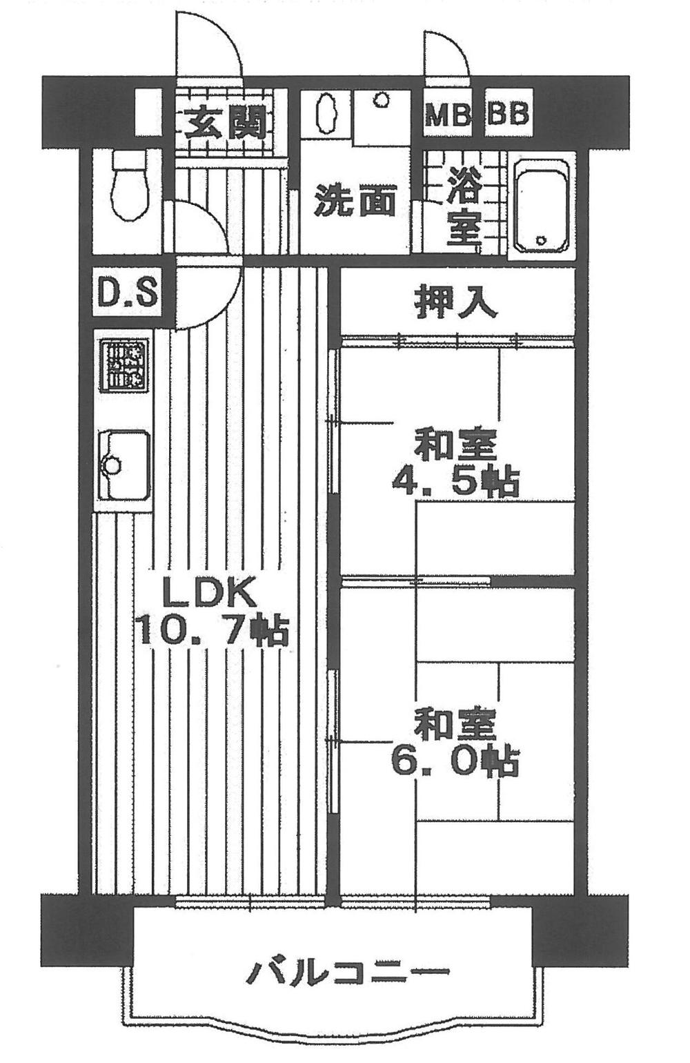 Floor plan. 2LDK, Price 13,900,000 yen, Occupied area 49.41 sq m , Balcony area 4.8 sq m 2013 mid-November LDK flooring had made, 2013 late September renovated (system Kitchen ・ unit bus ・ With TV monitor interphone ・ Bathroom vanity ・ Washlet had made, Wall cross Chokawa ・ Tatami mat replacement ・ House cleaning, etc.