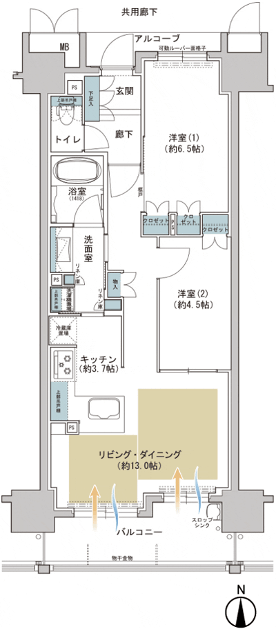Floor: 2LDK, occupied area: 60.55 sq m, Price: 29.6 million yen ・ 34,500,000 yen
