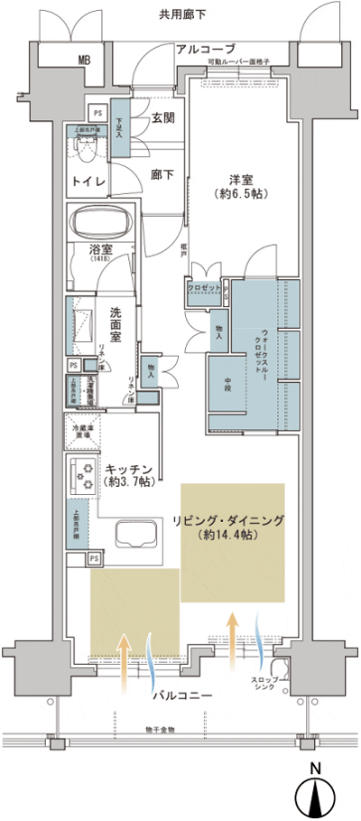 Floor: 1LDK + WTC, the occupied area: 60.55 sq m, Price: 29.6 million yen ・ 34,500,000 yen