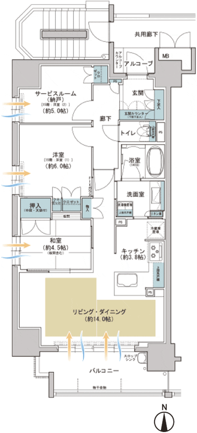 Floor: 2LDK + S (storeroom) ・ 3LDK, occupied area: 73.94 sq m, Price: 42.4 million yen