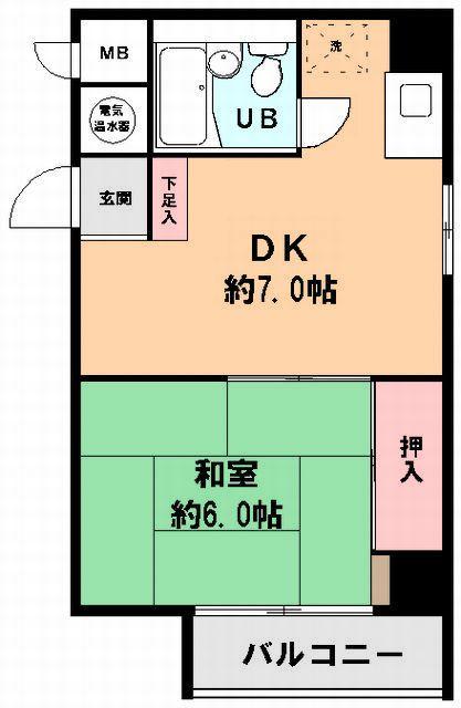 Floor plan. 1DK, Price 7.4 million yen, Footprint 32.4 sq m , Balcony area 3.26 sq m