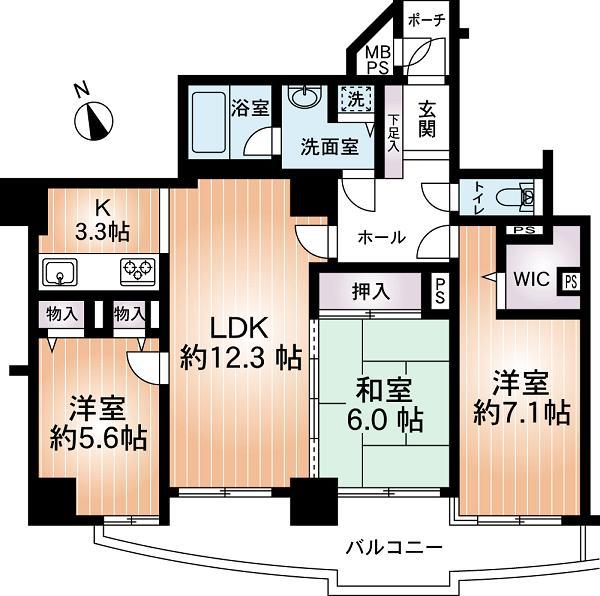 Floor plan. 3LDK, Price 20 million yen, Occupied area 79.27 sq m , Balcony area 12.13 sq m