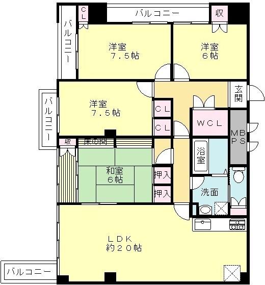 Floor plan. 4LDK, Price 24,800,000 yen, Footprint 113.53 sq m , Balcony area 18.6 sq m