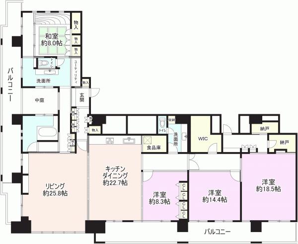 Floor plan. 4LDK, Price 230 million yen, Footprint 274.45 sq m , Balcony area 65.77 sq m
