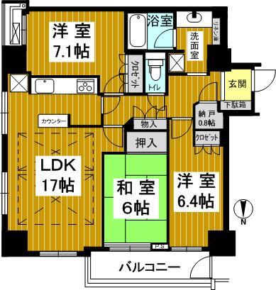 Floor plan. 3LDK, Price 40,500,000 yen, Occupied area 83.79 sq m , Balcony area 5.67 sq m