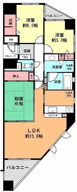 Floor plan. 3LDK, Price 27,800,000 yen, Occupied area 75.84 sq m , Balcony area 8.71 sq m