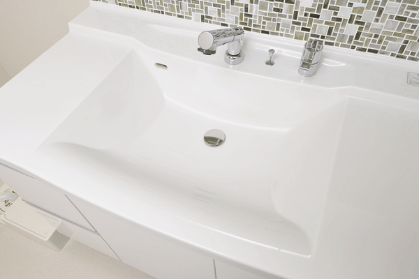 Bathing-wash room.  [Counter-integrated Square bowl] Integrated counter there is no seam of the top plate and bowl. Is clean is easy (same specifications)