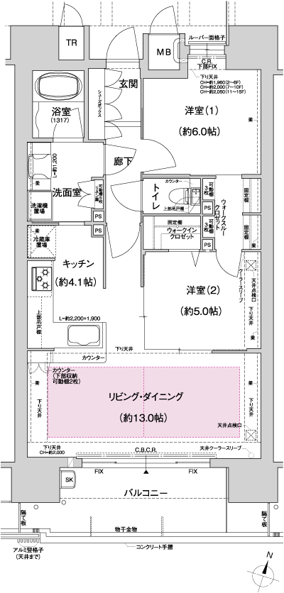 Floor: 2LDK, occupied area: 65.12 sq m, Price: 33,755,000 yen