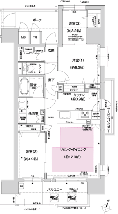 Floor: 3LDK, occupied area: 72.74 sq m, Price: 36,706,000 yen ~ 42,098,000 yen