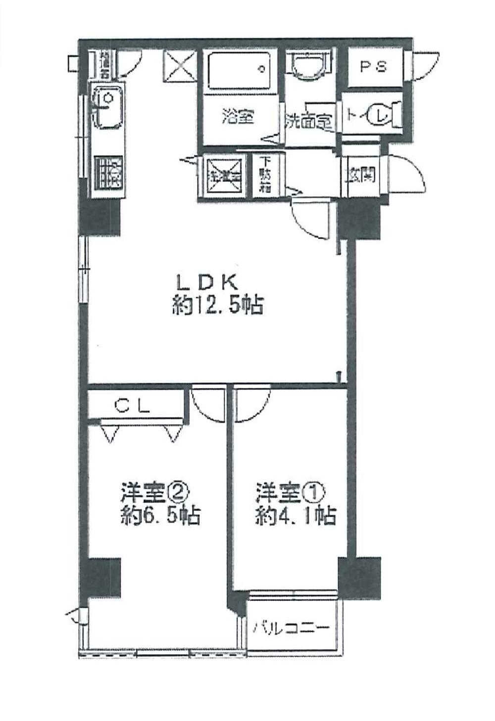 Floor plan. 2LDK, Price 13.8 million yen, Occupied area 56.89 sq m , 2LDK type of balcony area 5.28 sq m spacious floor plan!